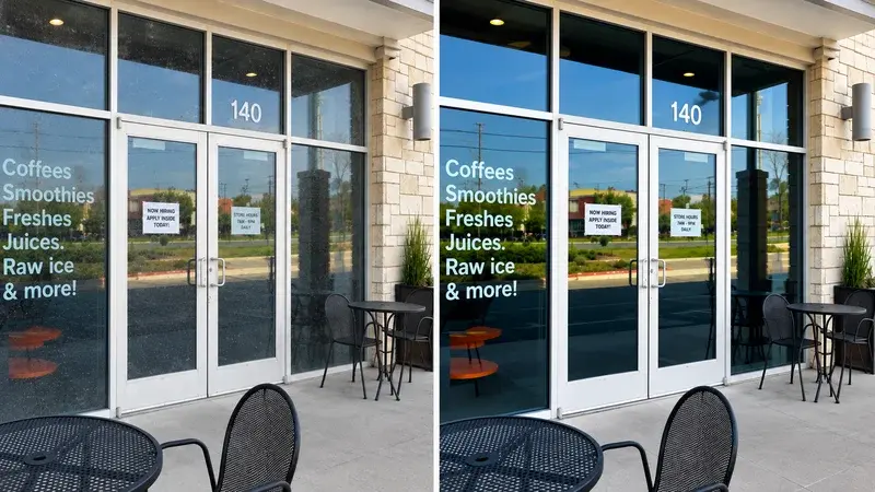 Furniture store window cleaning project