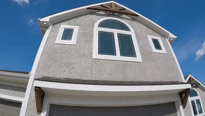 New construction home with newly installed upper and lower windows