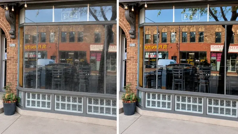 Restaurant window cleaning project