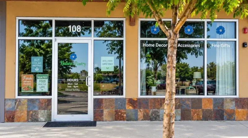 Retail storefront with large customer-facing windows
